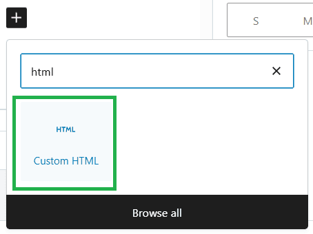 Custom HTML Block is WordPress