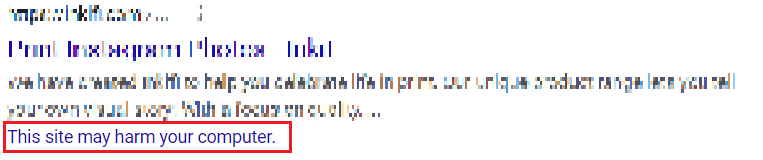 security warning in search results