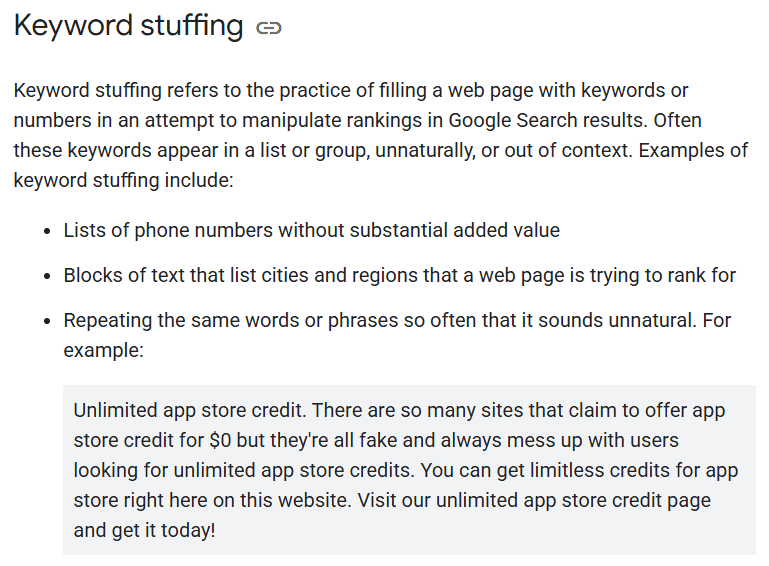 Keyword stuffing