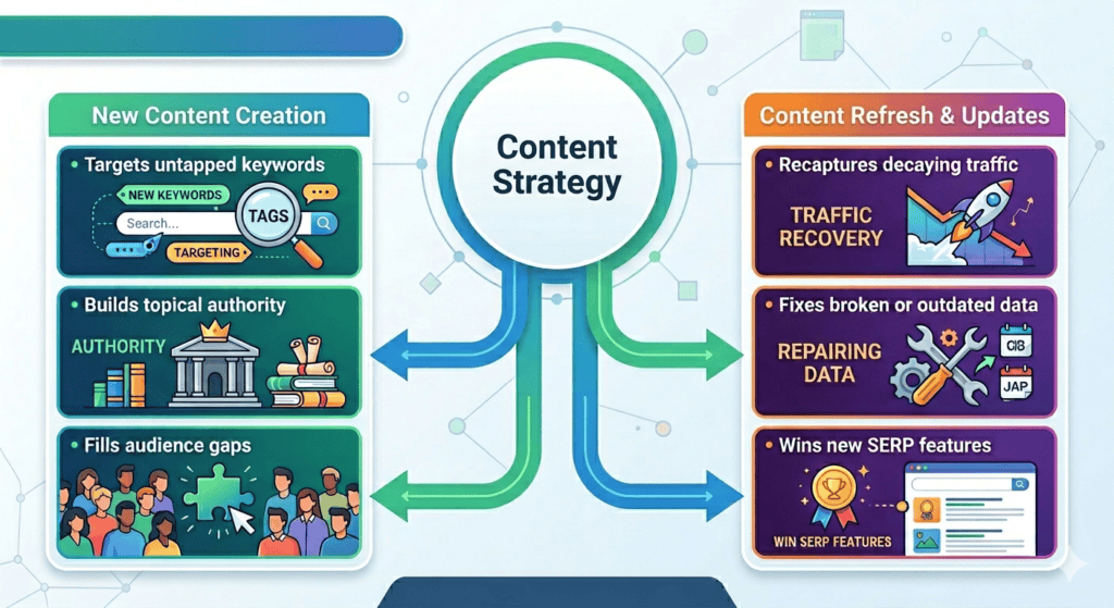 Key actions in SEO content strategy